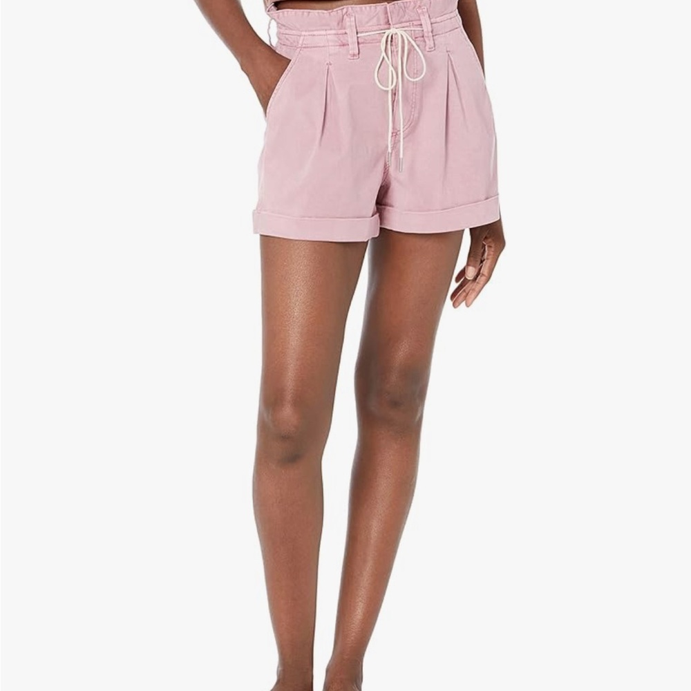 PAIGE Carly Short High Waisted Inverted Pleat Paper Bag Waist